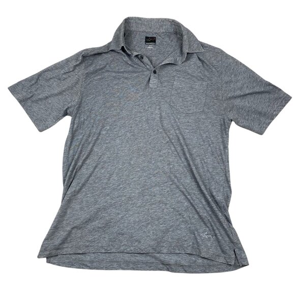 Greg Norman Men Polo Shirt Medium Heather Gray Short Sleeve Knit Casual Pullover - Picture 1 of 12